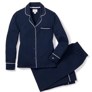 Petite Plume Luxury Sleepwear, Classic Pajama Set in Navy Twill